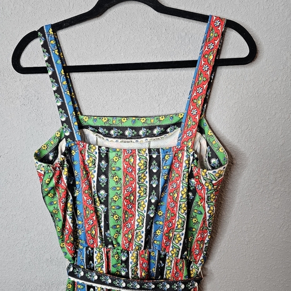 Vtg MC of Boston Dress Size 14 Womens Colorful Floral Striped 70s Sundress - Picture 10 of 14